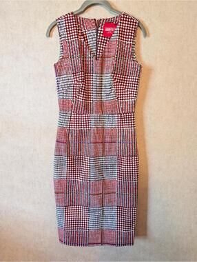 SAMANTHA SUNG red white black pencil dress sz 2